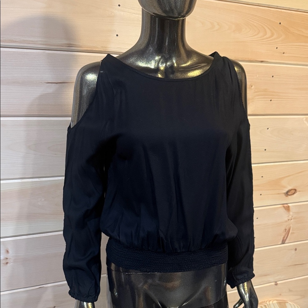 Elegant Black Women's Cold Shoulder Top